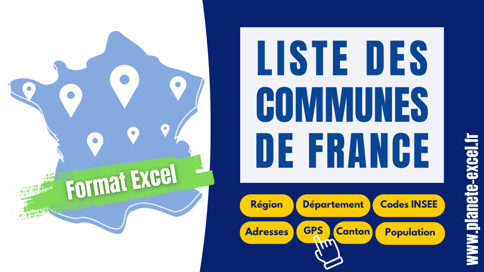 Liste des communes de France (au format Excel)