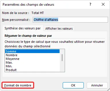 Excel : TCD - mise en forme, format valeur popup