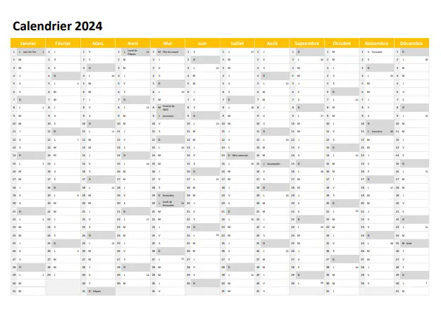 calendrier annuel 2024 aperçu