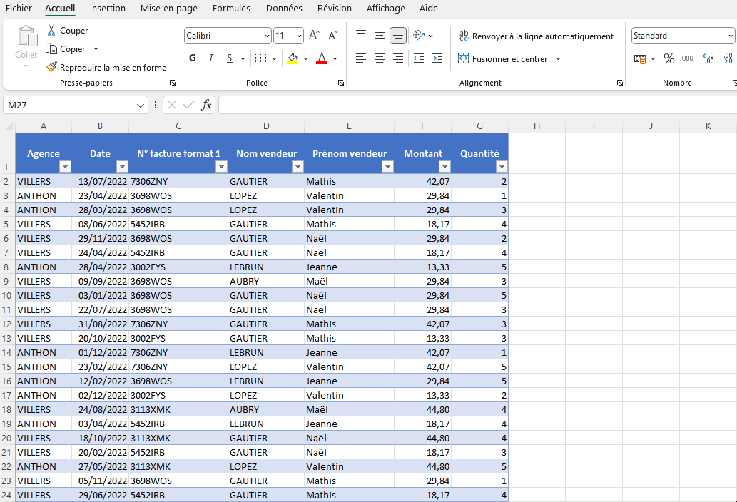 Excel : filtrer un tableau - segments