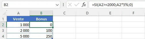 Faire un calcul avec la fonction SI Excel