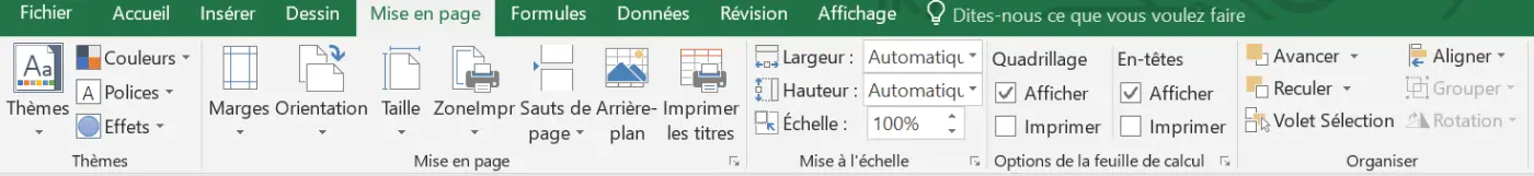 le ruban d'excel